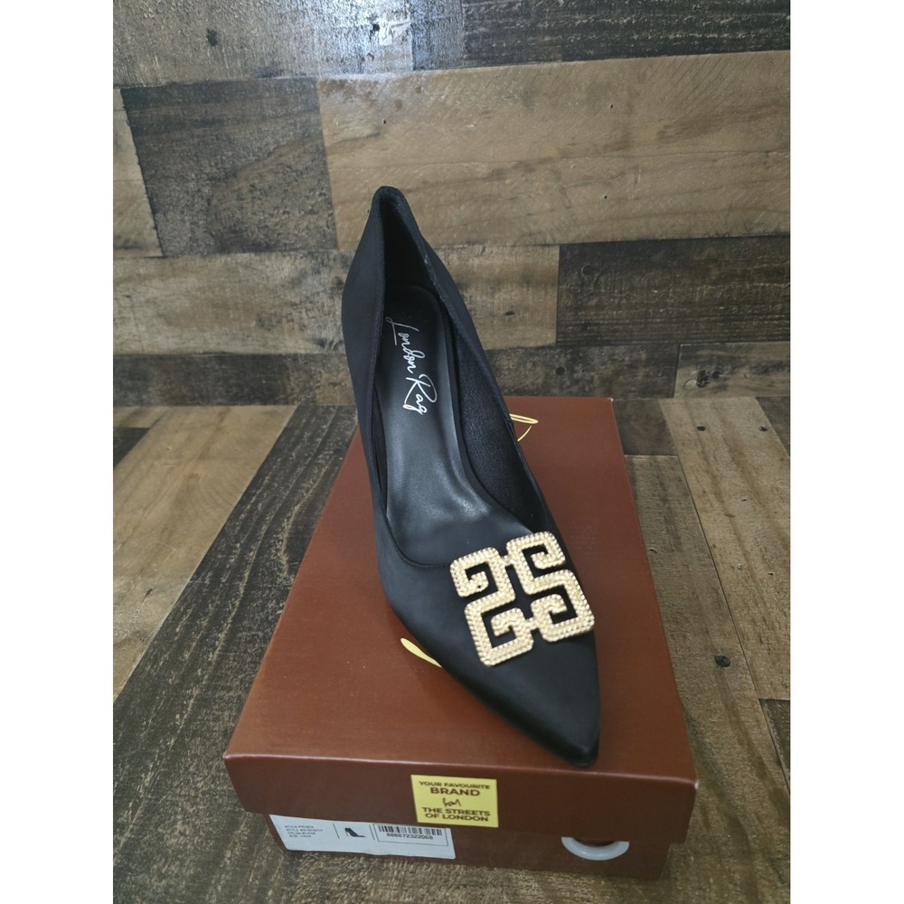 Women Black High Heel Pumps Shoes Pointed Toe Crystal Lined Size 10 New In Box
